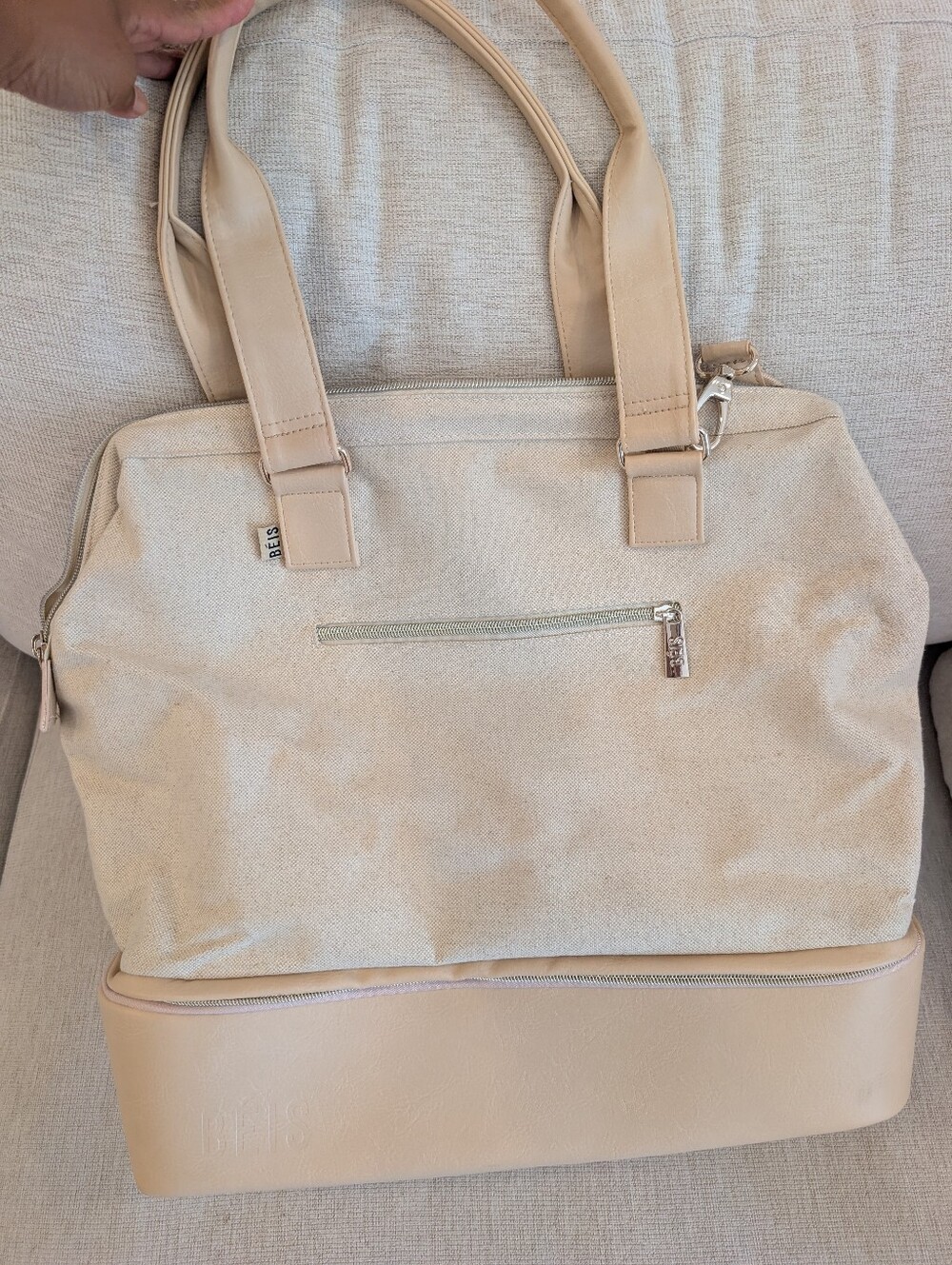 BEIS Convertible Mini Weekender Beige Bag